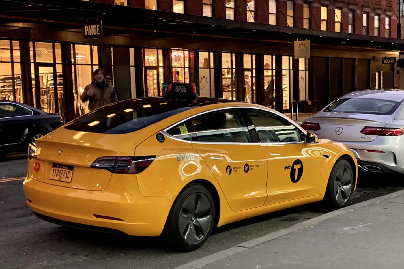 Tesla yellow cab NYC